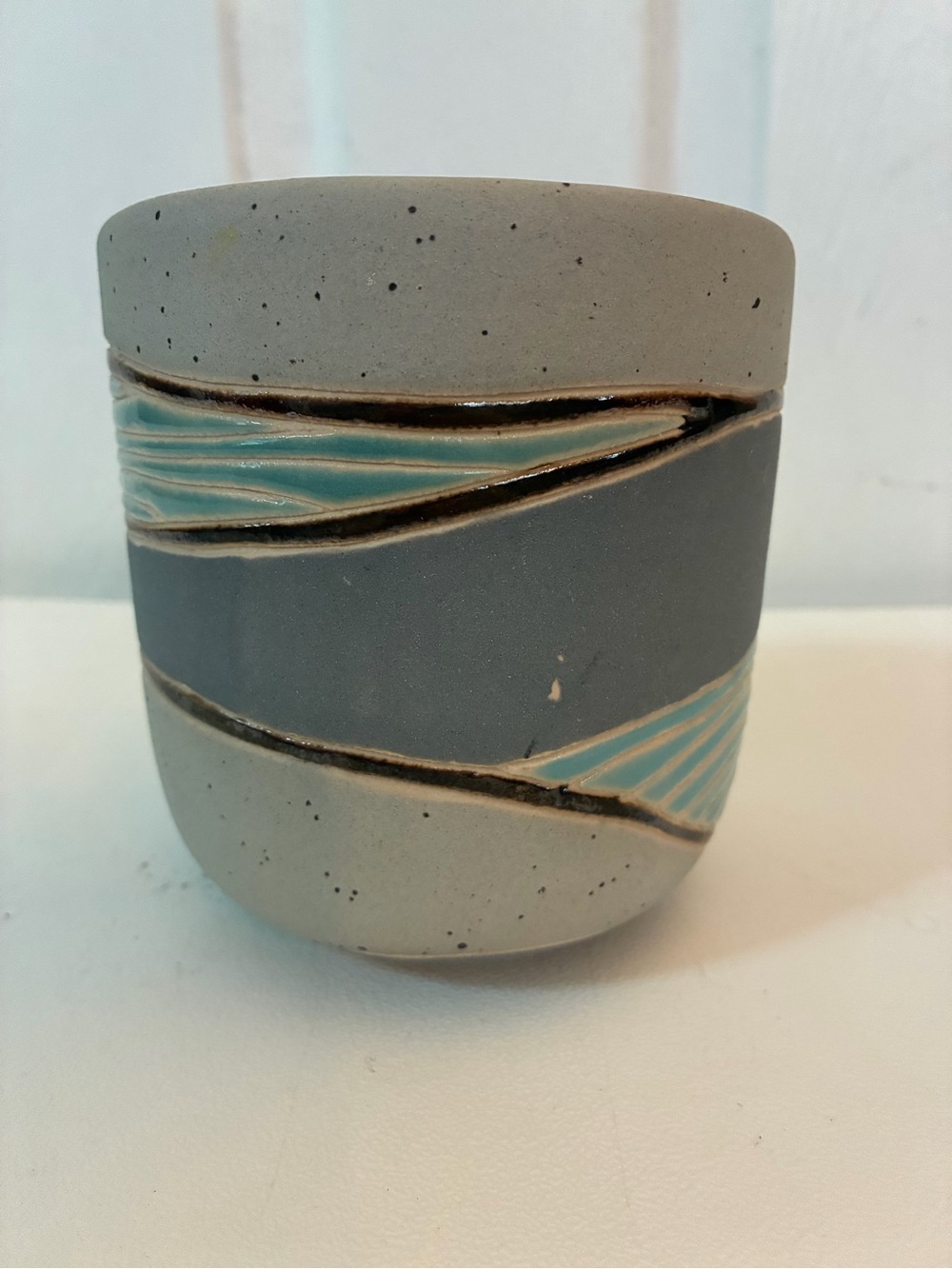 Anthropologie Beatrice Layered Landscape Pot Planter Ceramic Bohemian Beachy